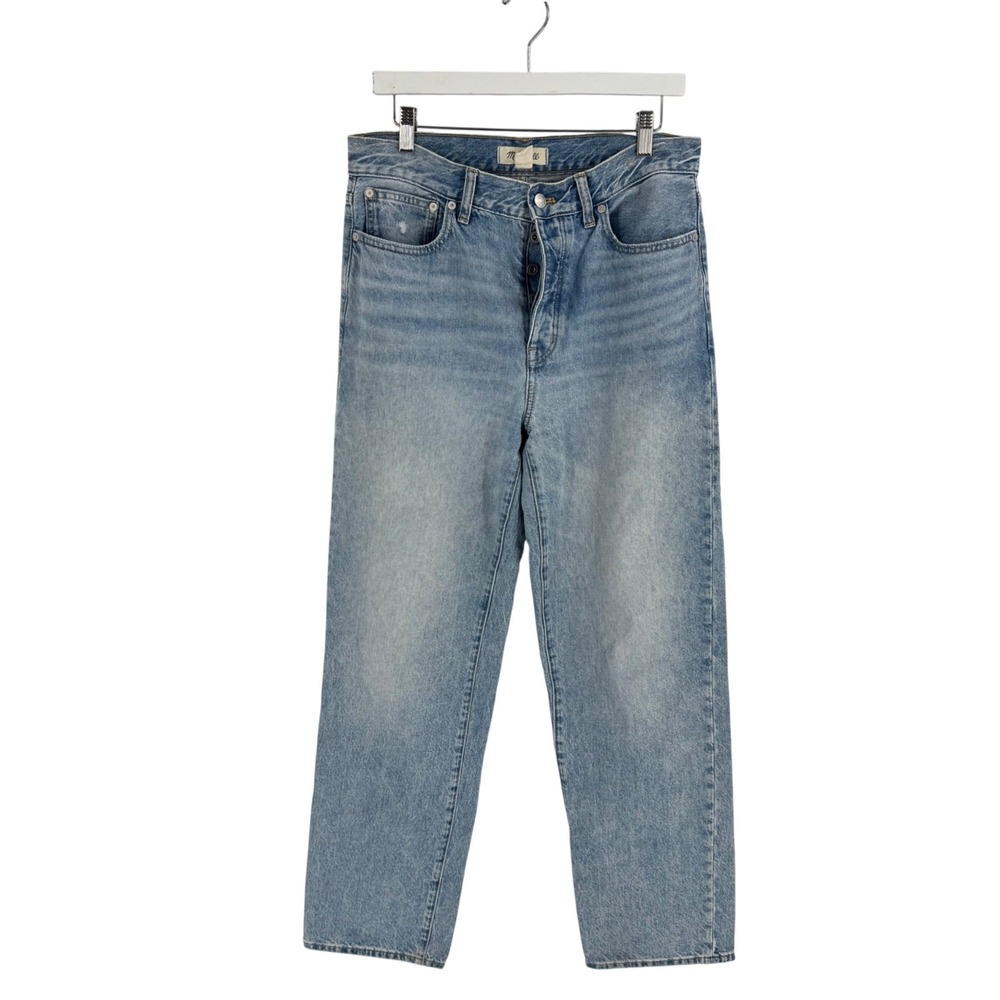 Madewell Low-Slung Straight Jeans Blue 28T Light Wash Denim Button Fly Tall